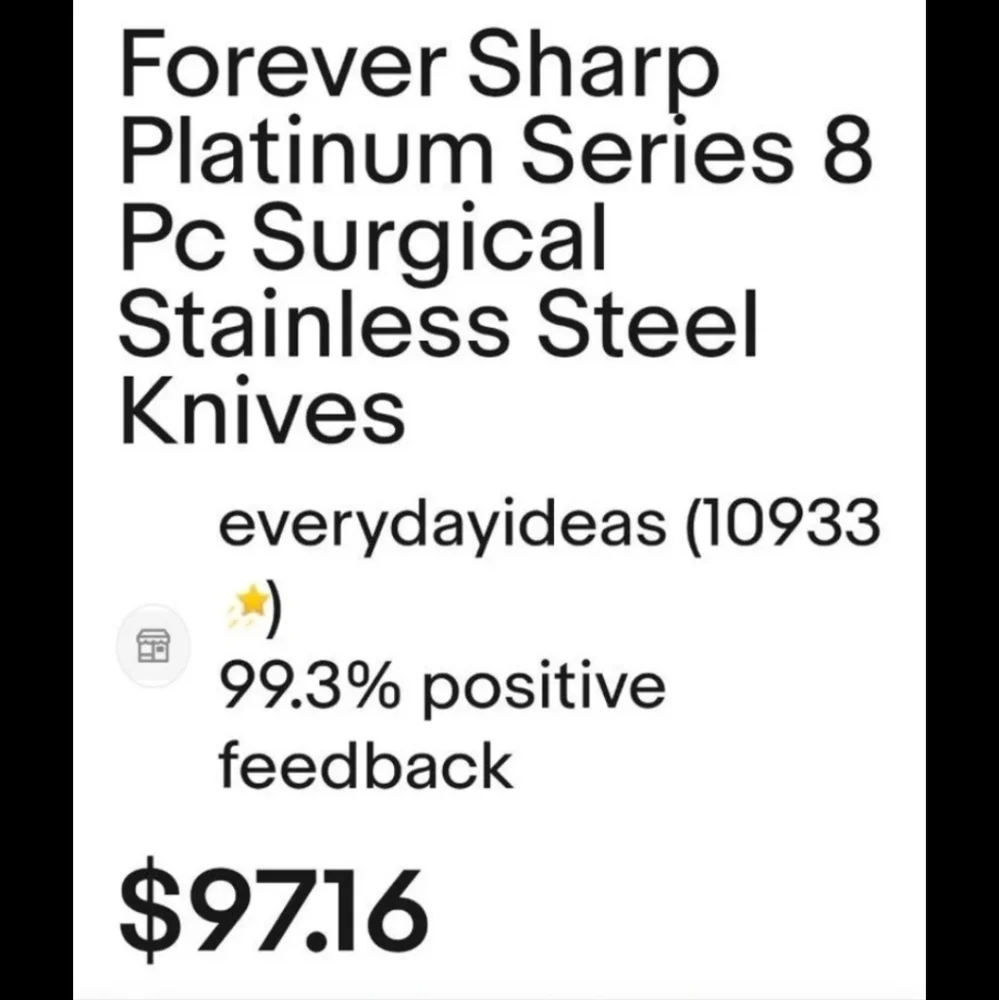 FOREVER SHARP PLATINUM SERIES 8 PC SURGICAL STAINLESS STEEL CULINARY KNIVES SET